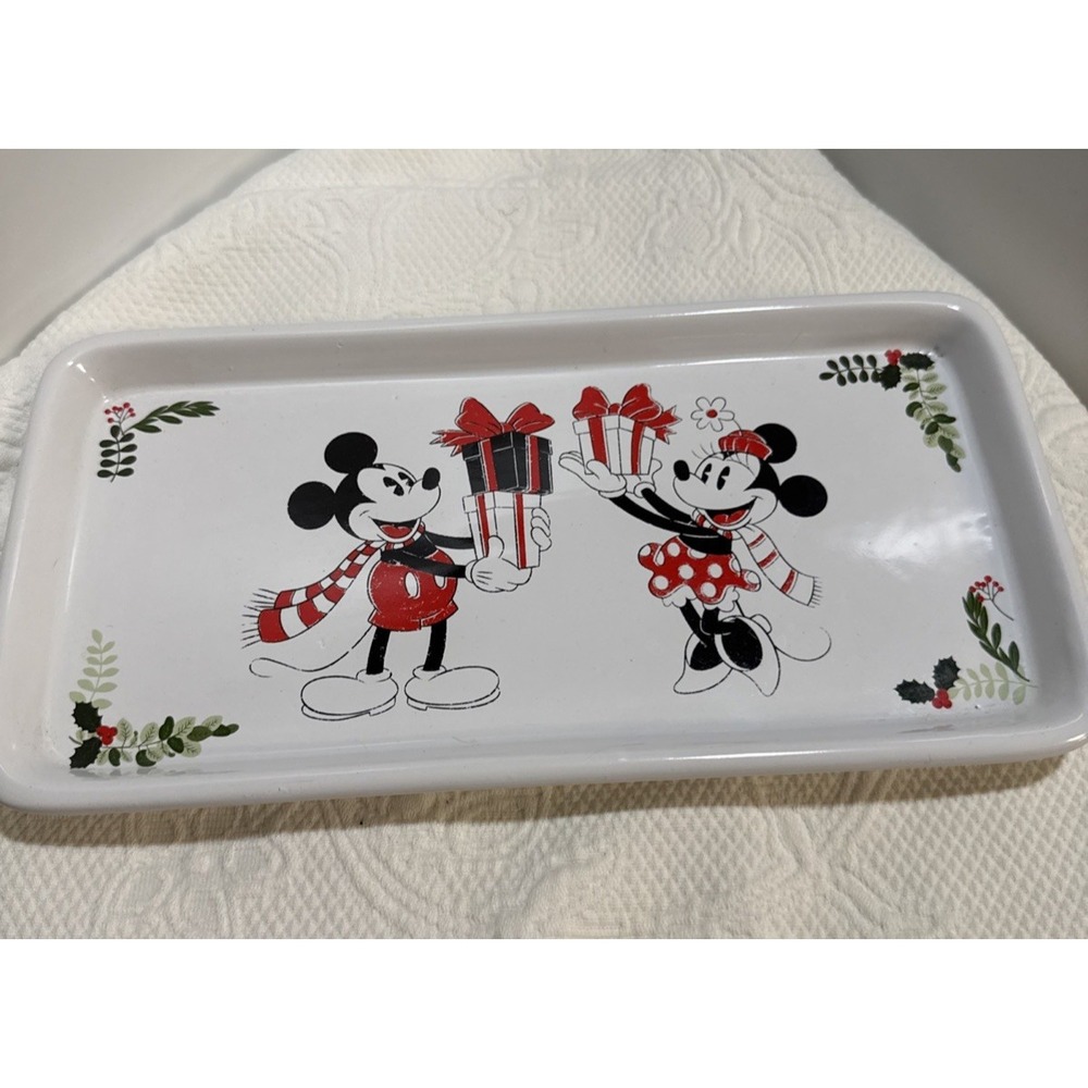 Disney Mickey Minnie Christmas Ceramic Serving Platter Zrike Brands 12" x 6"